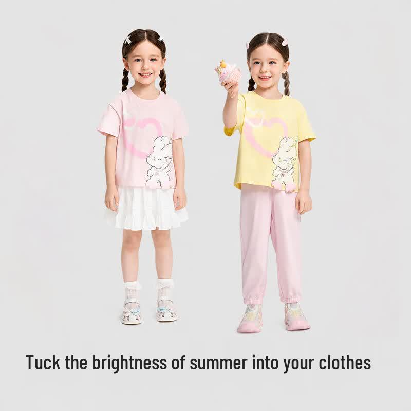 Girls' Cartoon Print Short Sleeve T-Shirt
