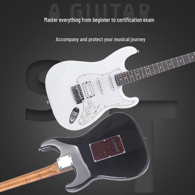 Entry-Level Rock Electric Guitar with Solid Wood & Carbonized Neck