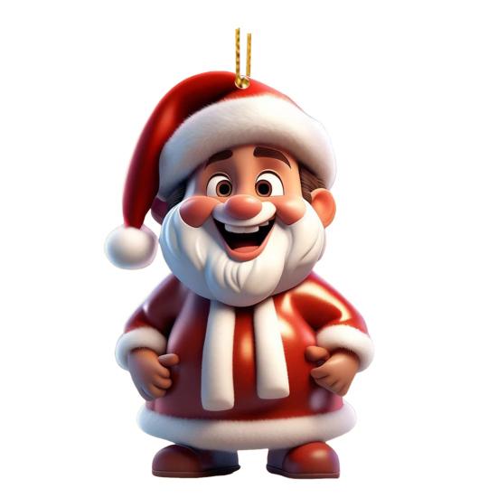 Santa Claus Ornament 2D Acrylic Cartoon Santa Claus Christmas Hanging Decoration for Christmas Tree Doors Windows Walls Decor