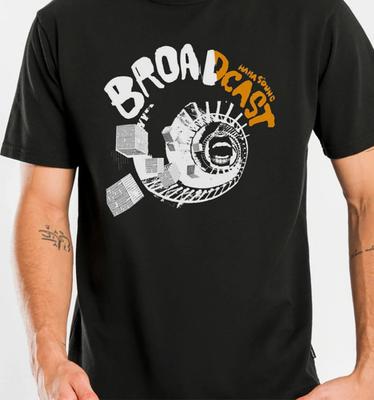 NEW Broadcast Band Black T-shirt Short Sleeve All Sizes S To 45Xl XA899