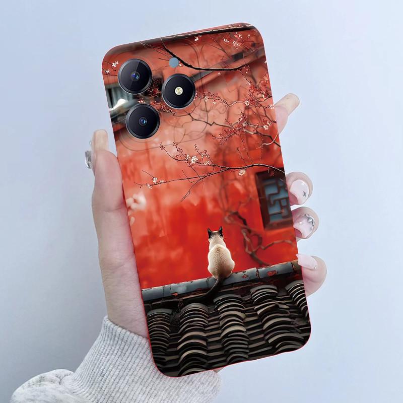 Para Realme C61 C63 Funda de Teléfono Diseño de Niña con Flores Silicona Suave TPU Carcasa Trasera para Realme Narzo N63 C 63 Fundas RealmeC61