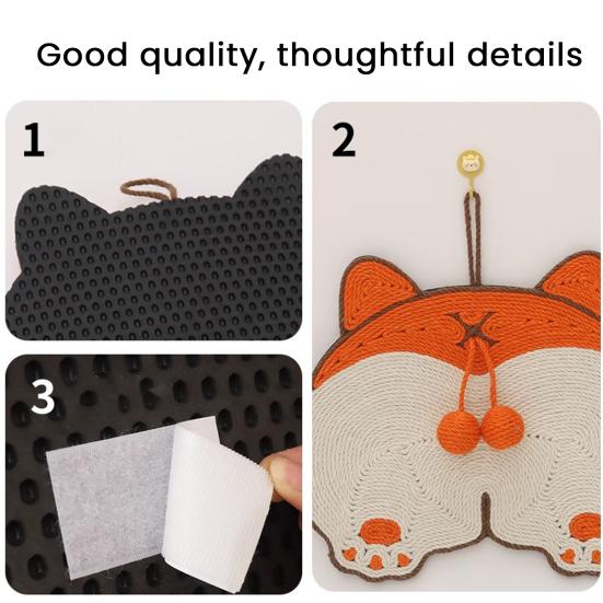 Sisal Cat Scratcher Mat Cartoon Design Cat Scratching Pad with Sticker Tape for Floor Wall To Protect Couch Carpet Furniture