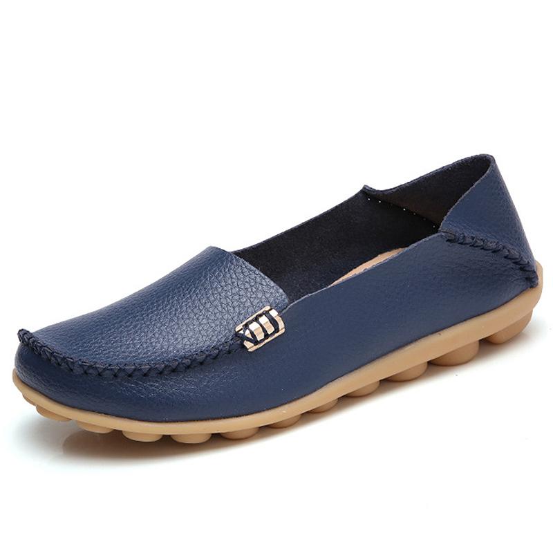 

модные женские туфли из мягкой кожи Zapatos Mujeres их туфли на плоской подошве женские мокасины слипоны женские удобные повседневные туфли на плоской подошве женская обувь 44 темно-синий