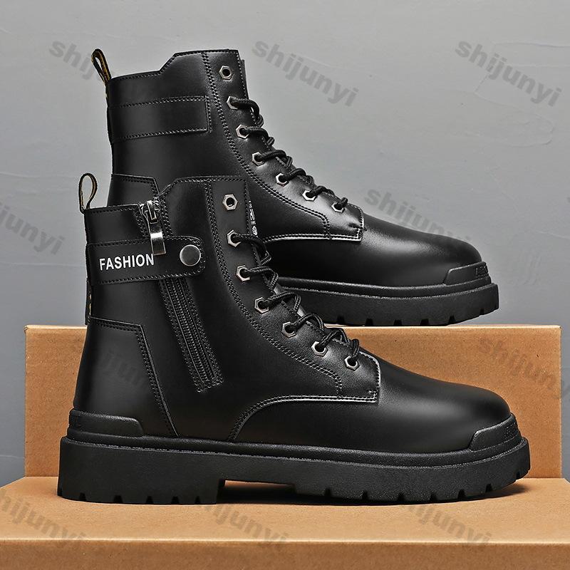 Fashion Men's High Top Short Boots Fashion Ankle Boots Men Autumn Winter British Style Outdoor Boot Man Breathable Lace-Up Botas Hombre