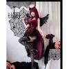 KALAOK Witch Cosplay Angel Halloween Costume 4-Piece Set Dress Wings Headband Wand Twin Coordination Event Party Black Red White School Festival