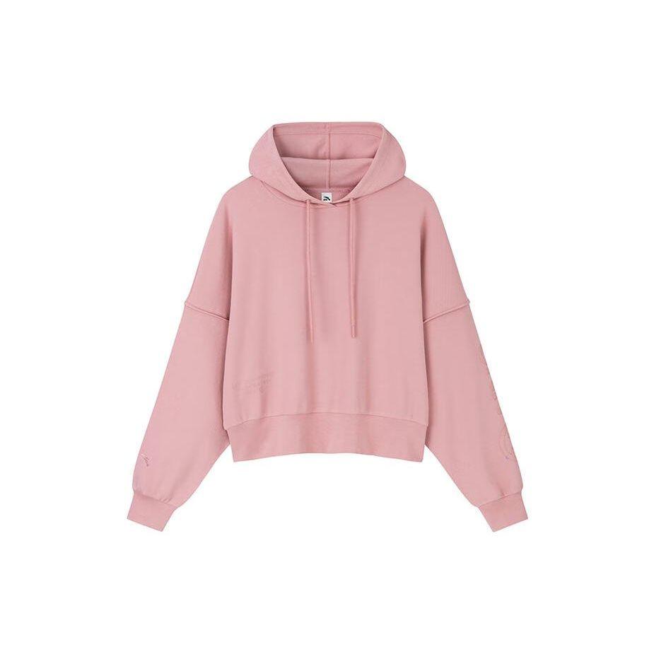 

Anta Lifestyle Series Solid Color Hooded Pullover Sweatshirt Women sweatshirt Light-Red 162338719-3 L