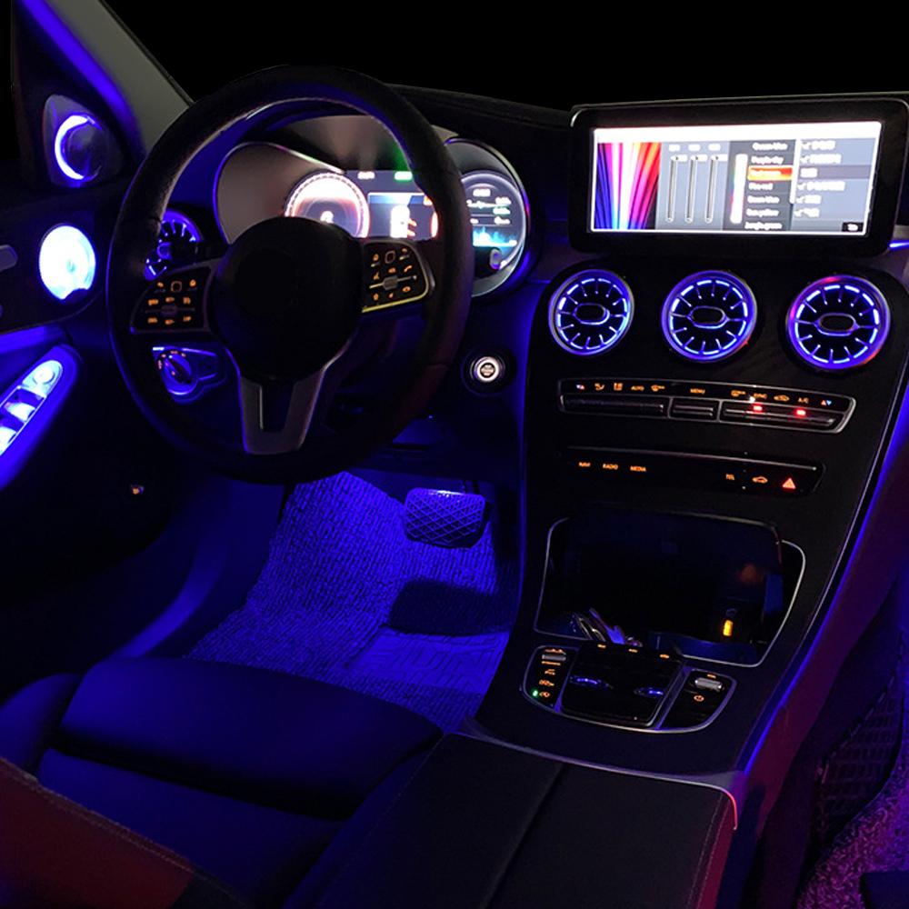 LED Air Vents C-Class Ambient Lamp RGB Car Control 3 Colors/64 Colors Turbo Air Outlet Lamp For Mercedes Benz 2015-2018 2019-21