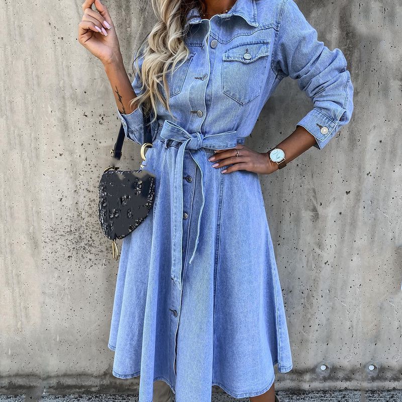 Polo Light Blue a Words Elegant Denim Dress