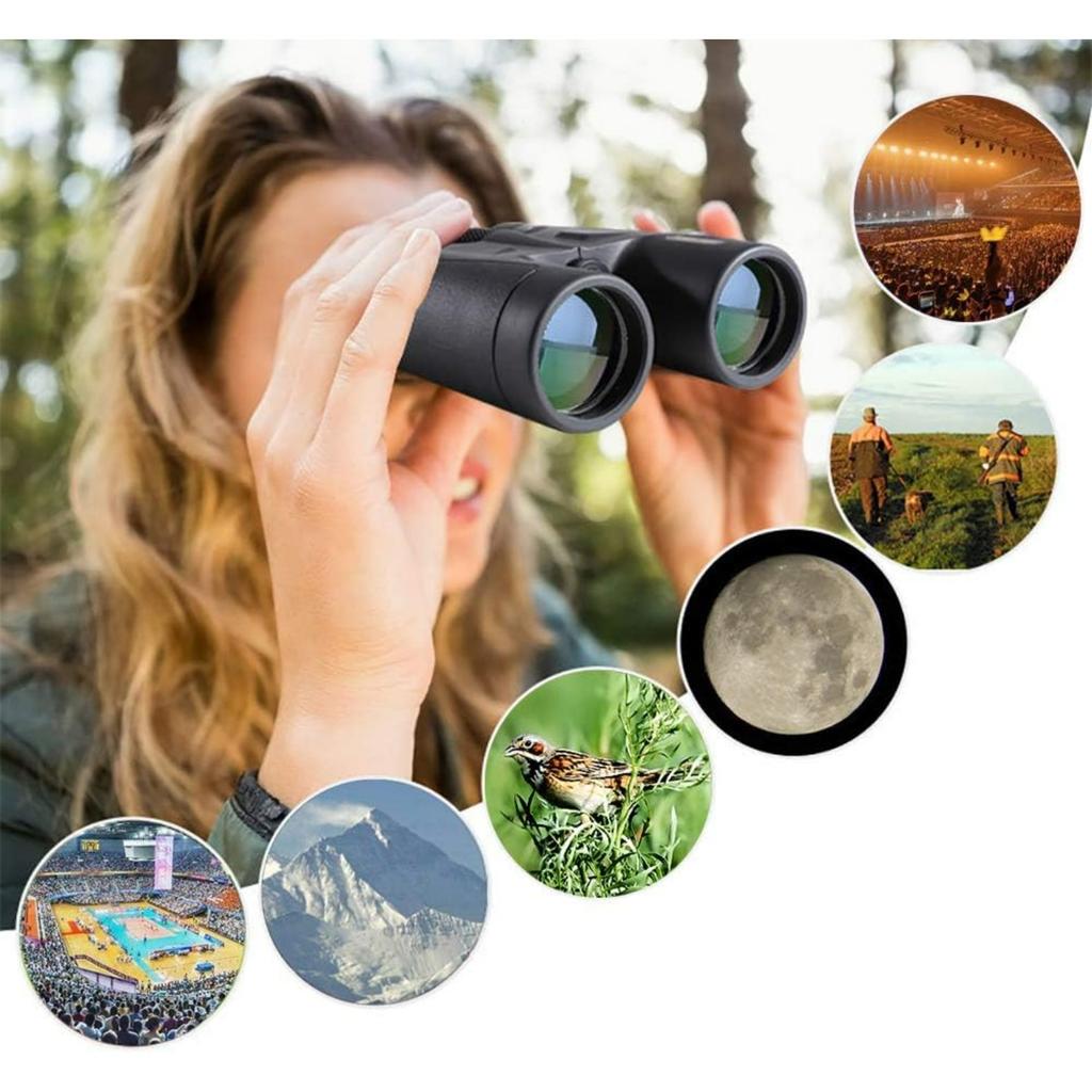 10X42 Professional Binoculars with Smartphone Adapter, Compact Waterproof Low Night Vision Binoculars for Adult Birds Watching Hunting Concert Travel