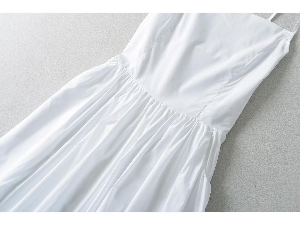 Dámské maxi šaty inspirované francouzským stylem bez zad na špagetová ramínka, 2024