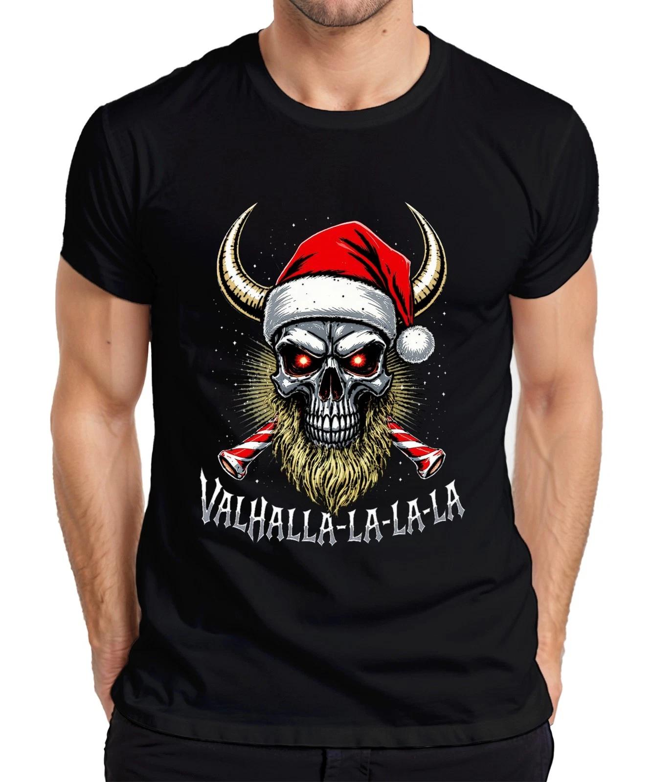 Valhalla La La La Wikinger Totenkopf Bart Santa Weihnachten Herren T-Shirt XS