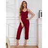 Women Sexy Lace Trim Cami Pajama Two Piece Long Pants Loungewear