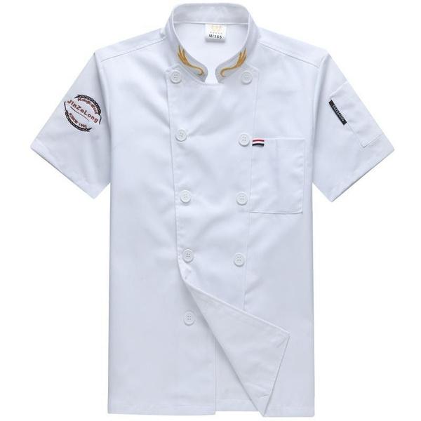 Chef Jacke Kurzarm Kochen Shirts Ähre Stickerei Restaurant Hotel Uniform