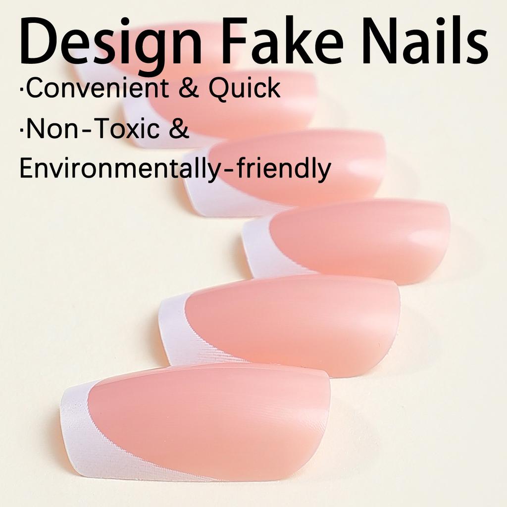 24 BUCĂȚI Unghii False Pătrate Albe French Acoperire Completă Potrivite Pentru Femei Și Fete, Unghii Press-On, Accesorii Pătrate pentru Artă pe Unghii False