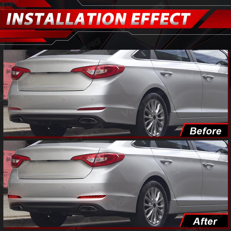For Hyundai Sonata 2015 2016 2017 LED Rear Bumper Reflectors Running Dynamic Turn Signal Running Brake Lamps Car Accessories 12V