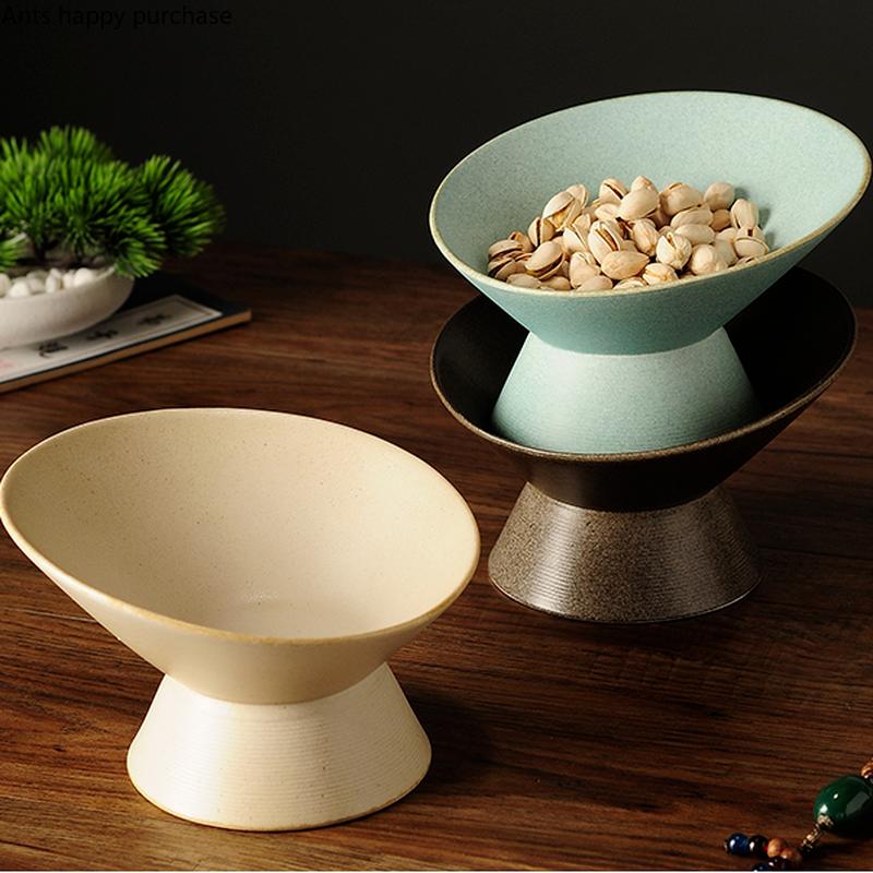 Flower Shape Ceramic Plate Refreshment Tray Tall Feet Dessert Cake Pan Fruit Tray Decorative Plate Dried Fruit Snack Plates Dish