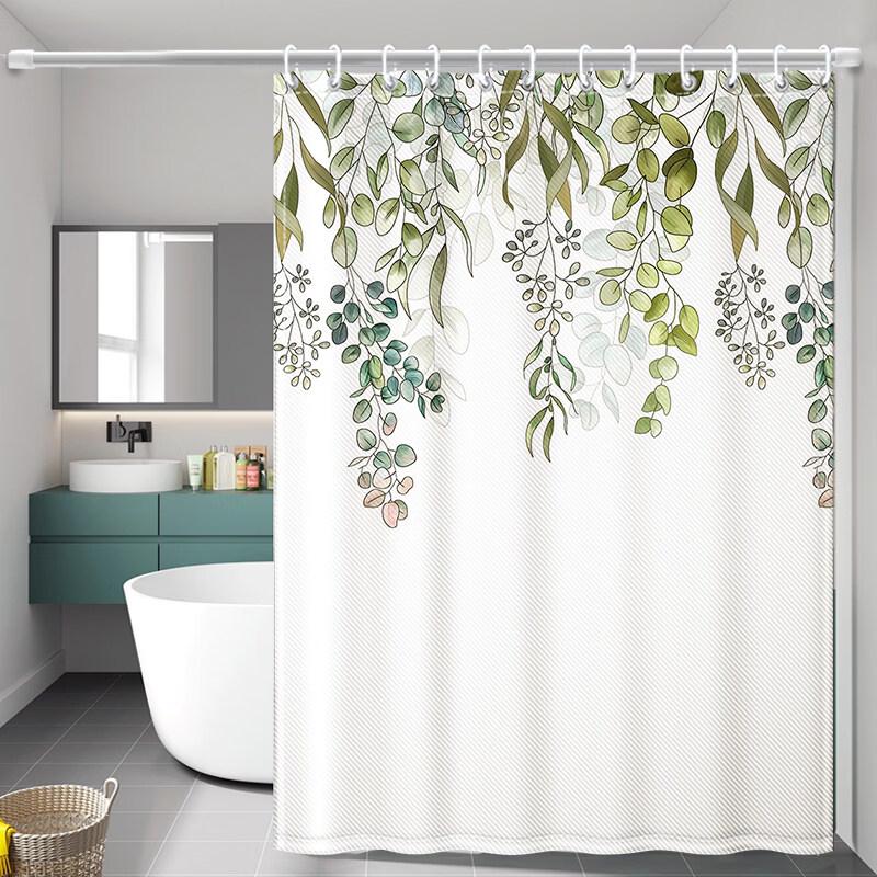 LIEI No-Drill Waterproof Polyester Shower Curtain