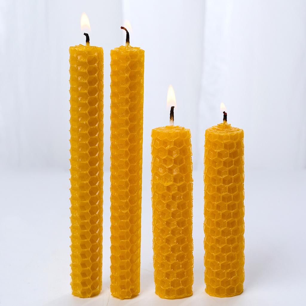 10PCS Beeswax Flakes DIY Candle Handrolled Honeycomb Design Candles Smokeless Wax Candle for Party Dating Home Dinner Table Deco
