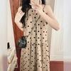 Romantic Summer Polka Dot Neck Sleeveless Dress Women's Summer New Thin Holiday Temperament Medium and Long Dress