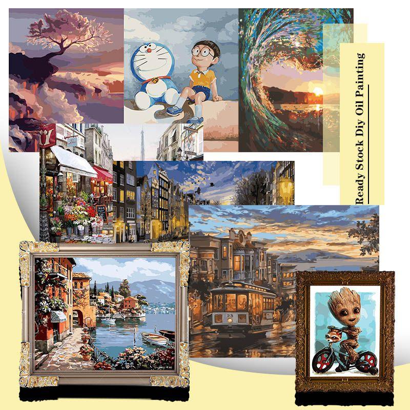 Çocuklar ve Yetişkinler İçin Eko-dostu Akrilik Boyalarla Zarif Kendin Yap Sayılarla Boyama Kiti