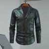 Club Performance Shirt Lapel Collar Single-Breasted Shiny Surface Catch Attention Party Nightclub Dance Canival Shirt Mid Length Cardigan Shirt