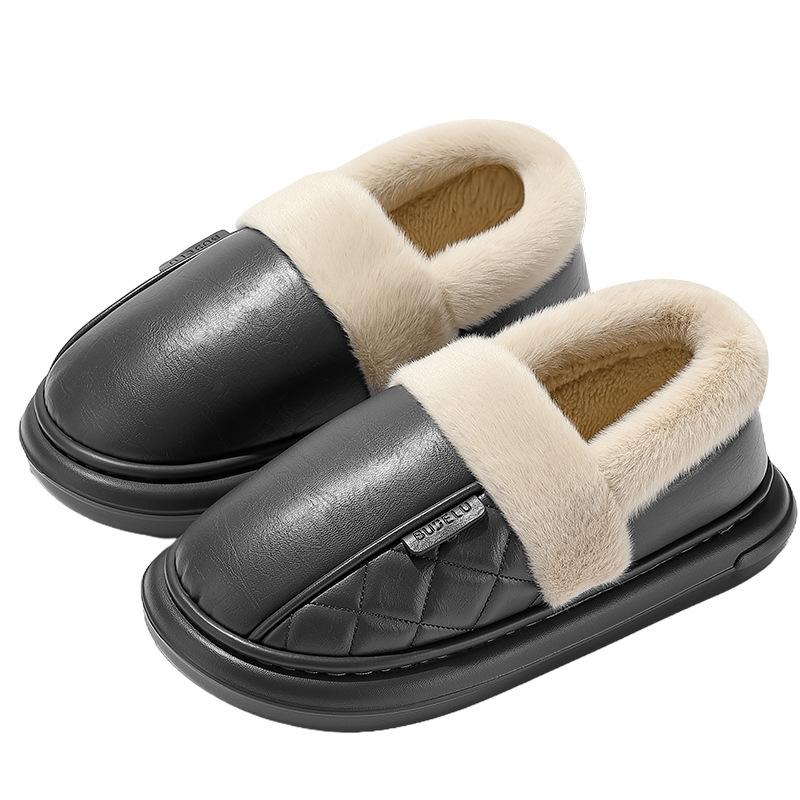 Plush Cotton Shoes Winter Antibacterial Home Indoor Non-slip Middle-aged and Elderly Home Thermal Bag and Cotton Slippers