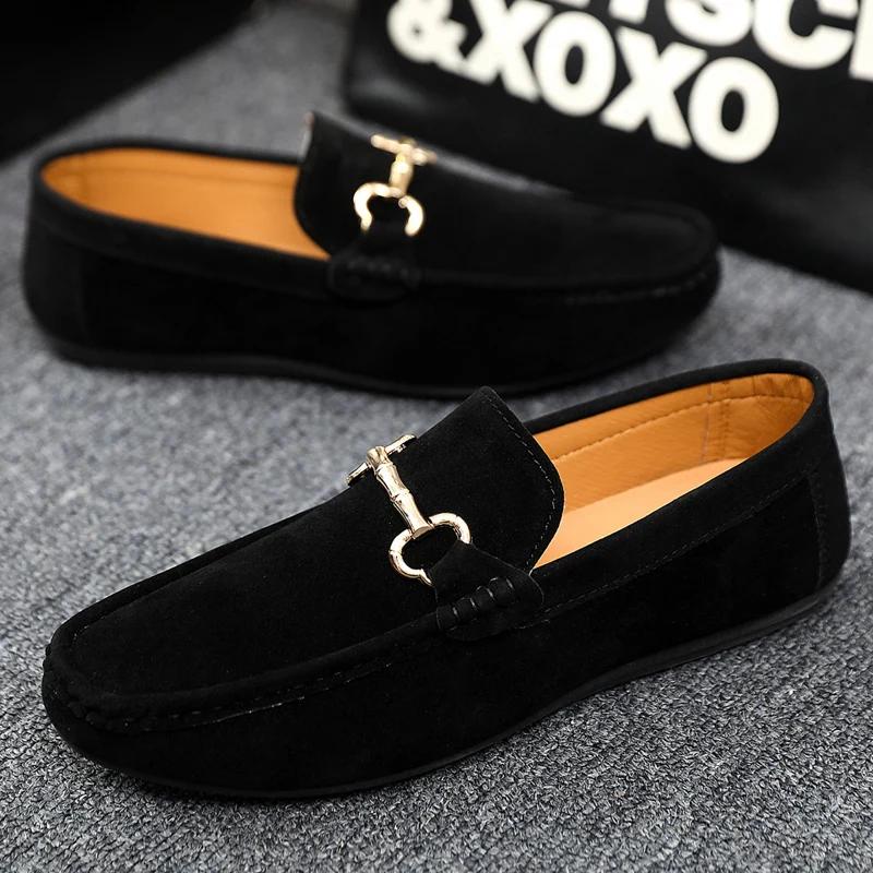 Fashion Fashion Breathable Slip-on Men Casual Shoes Mens Driving Shoes Lightweight Suede Lazy Shoes Male Comfortable Loafers Moccasins