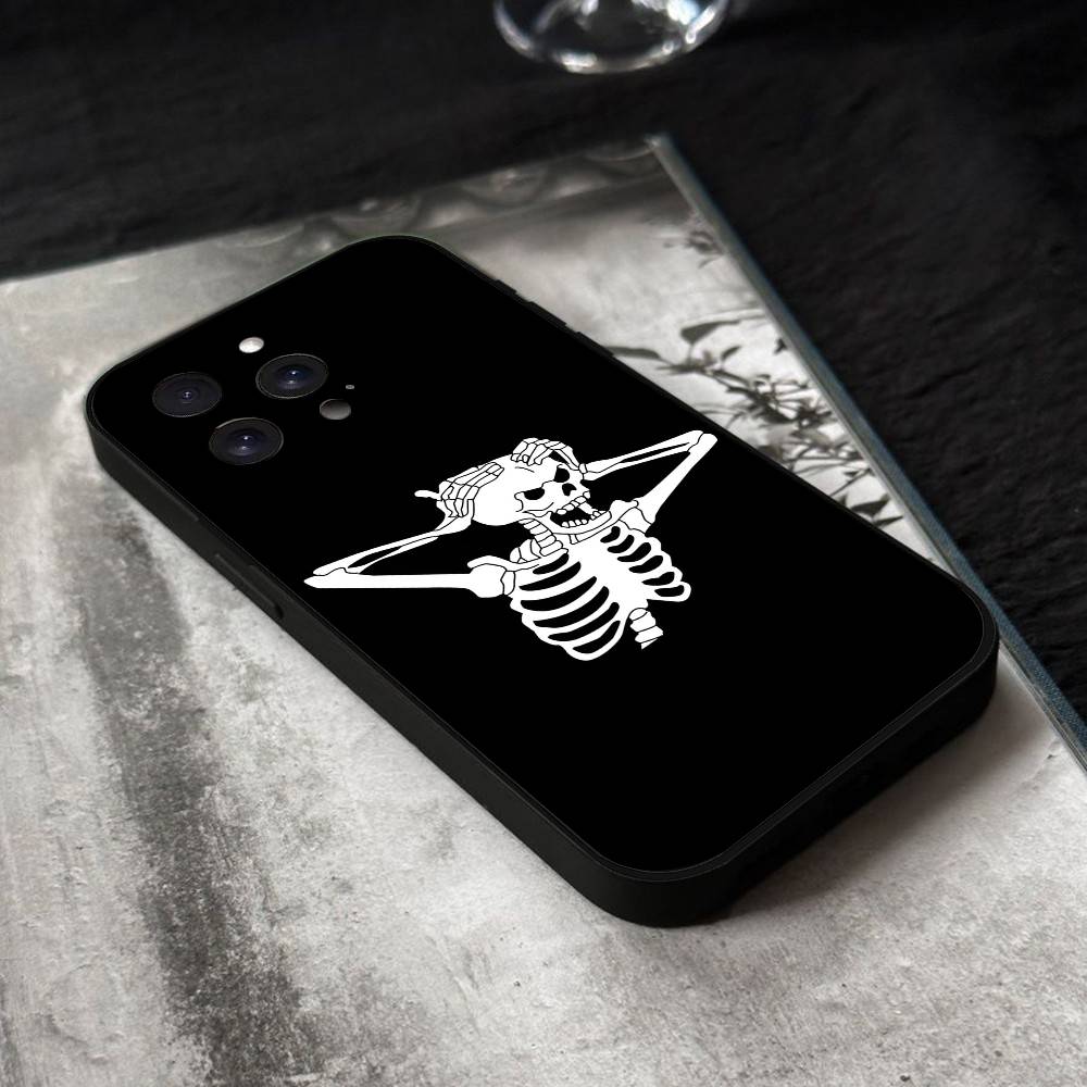 Skeleton Skull Phone Case Black Silicone Soft Shell For IPhone 17 16 15 14 13 12 11 Air Pro Max Plus Hot Sale