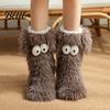 Soft Fuzzy Socks for Sleeping 2 Pairs Cute Big Eye Monster Plush Floor Socks Non-Slip Cozy Thermal House Indoor Slipper Women Warm Winter