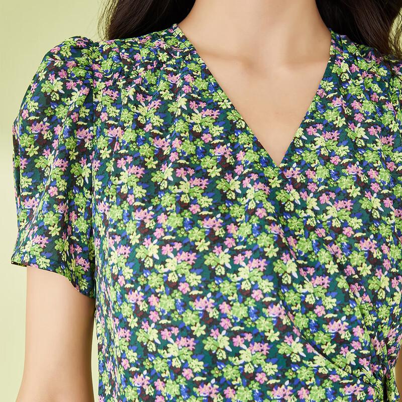 Shetu Women's Fresh Floral Chiffon Midi Dress