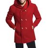 New Arrival Men's Mid-Length Slim-Fit Trench Coat with Hood - Solid Colour Casual Jacket