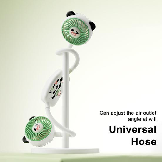 Hanging Neck Fan with Dual Adjustable Panda Heads 3-Speed Wind Cooling Hands-Free Hanging Design USB Rechargeable Sports Cooling Neck Fan