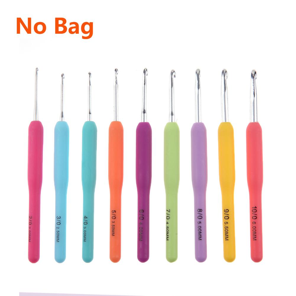 

Aluminum Crochet Crochet Hooks Set with Storage Bag Soft Handle 9/11 Sizes Colorful Knitting Needle Kit for Mom Grandma Gifts