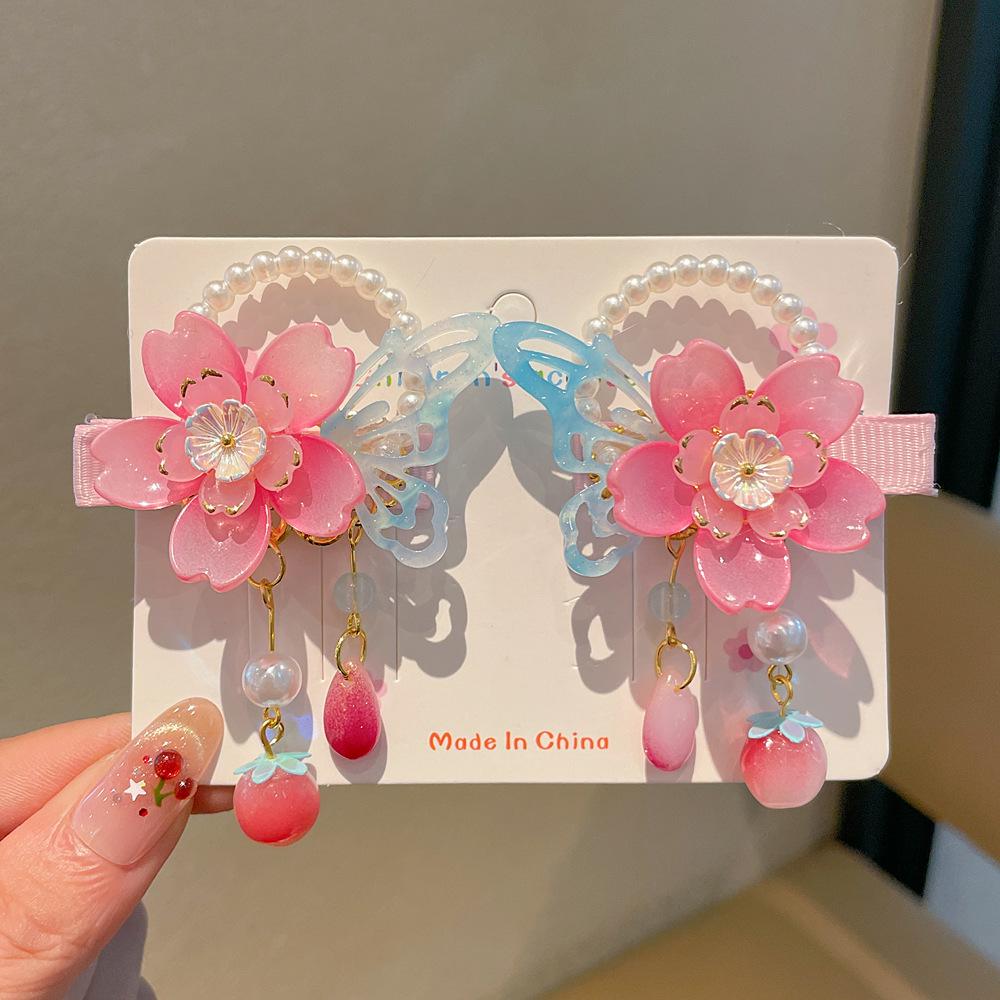 Chinese Style Hanfu Hairpin Set for Girls - Includes Hair Clips, Swaying Tassels, and Butterfly Accessories