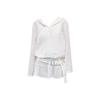 Large size fat MM French hollow knitted sweater women's early autumn new design loose hooded sweater dress