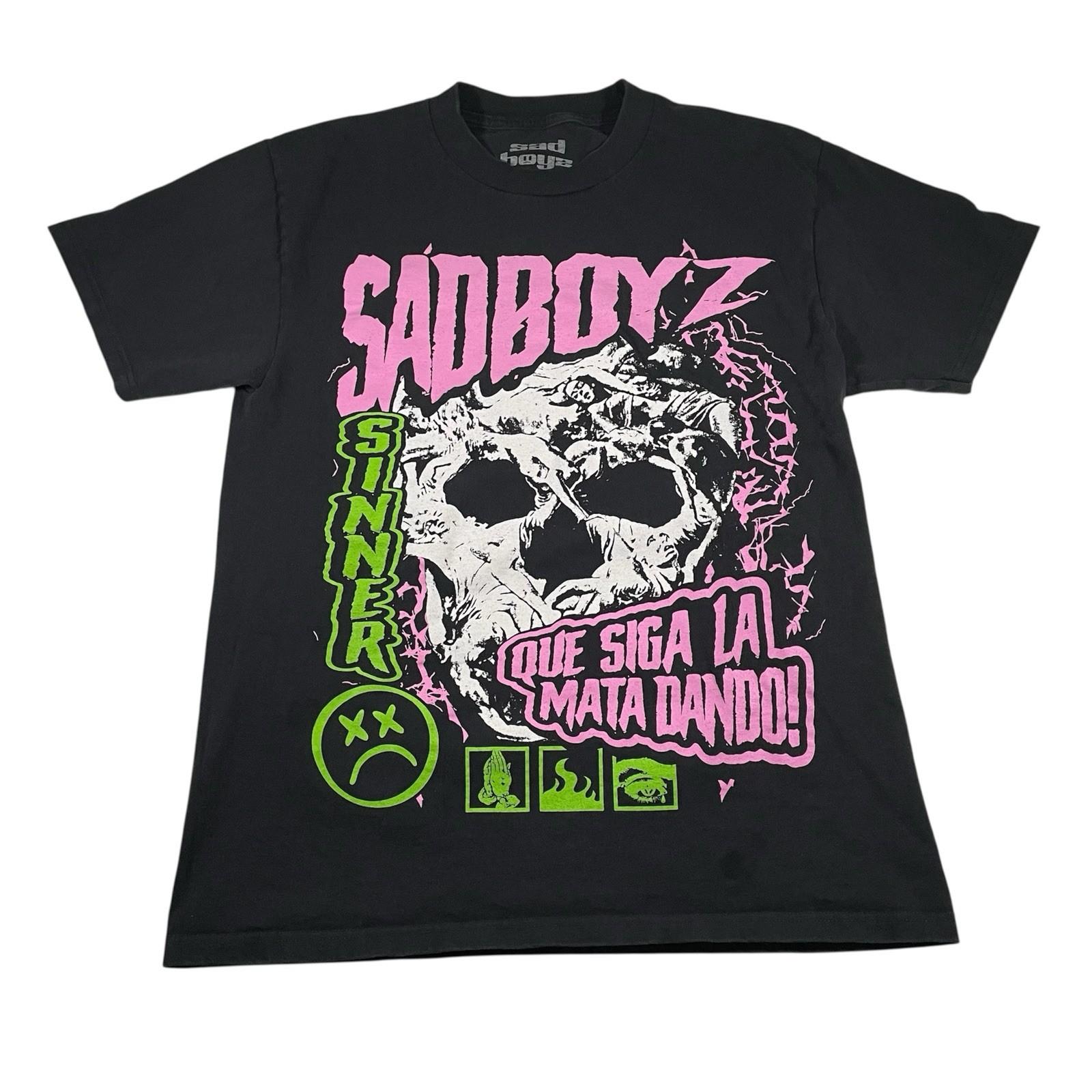 Sad Boyz Junior H Skull T  M Graphic Print Sinners Mens Black Front Back Unisex T-Shirt XXXL