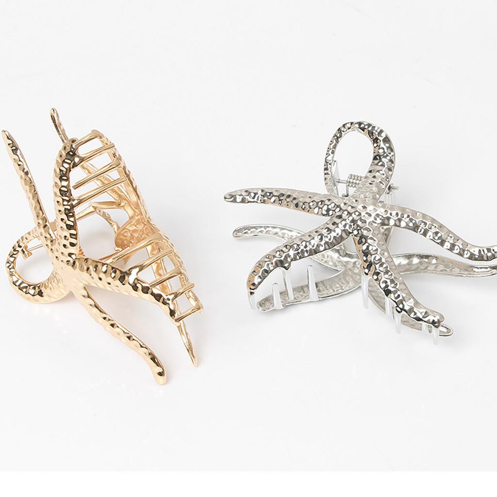 Large Starfish Design Hair Clamp Metal Hair Grip For Voluminous Hairstyles Comfortable All Day Wear