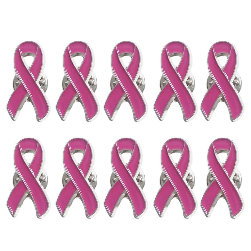 

10 шт. Брошь для осведомленности о раке молочной железы, модные лацканные значки, безопасная булавка с розовой лентой, для женской рубашки, костюма, пальто, платья 1