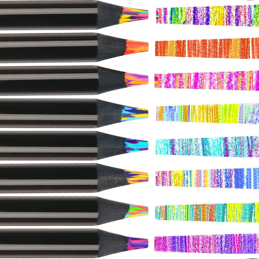 8 Colors Rainbow Pencils Jumbo Colored Pencils for Adults Multicolored Pencils for Art Drawing Coloring Sketching Pre Sharpened