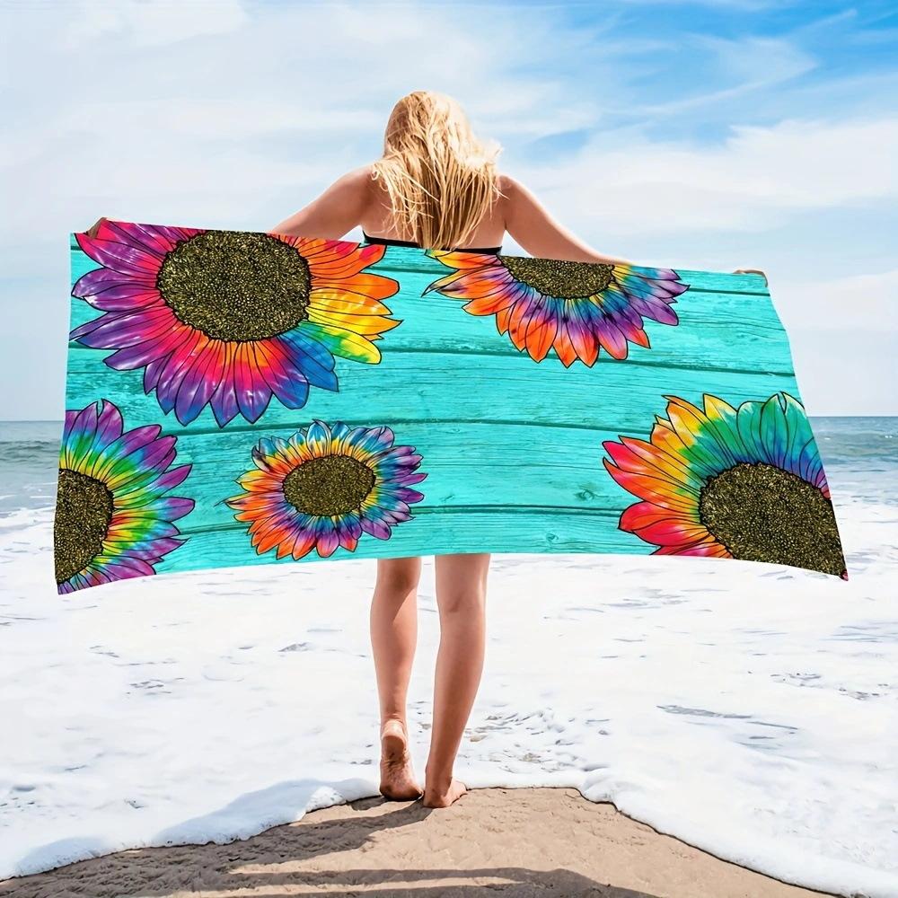 Exotischer Blumendruck Weiches Mikrofaser-Badetuch Groß Wasserabsorbierend Für Strand und Surfen