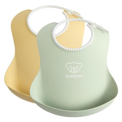 BabyBjorn Baby Bib Bib 2p, Powder Yellow + Powder Green, 2 Sets