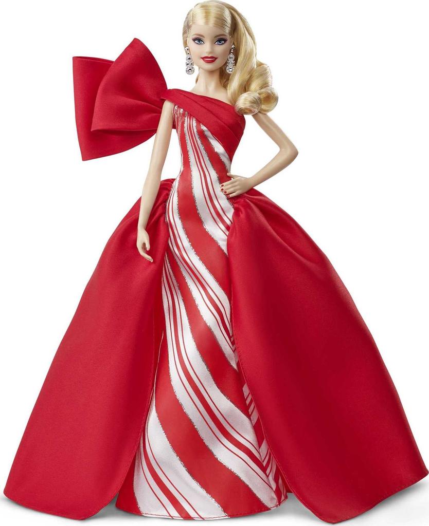 Mattel Barbie 2019 Holiday Doll with Red and White Blonde Curls - Collector Gown,