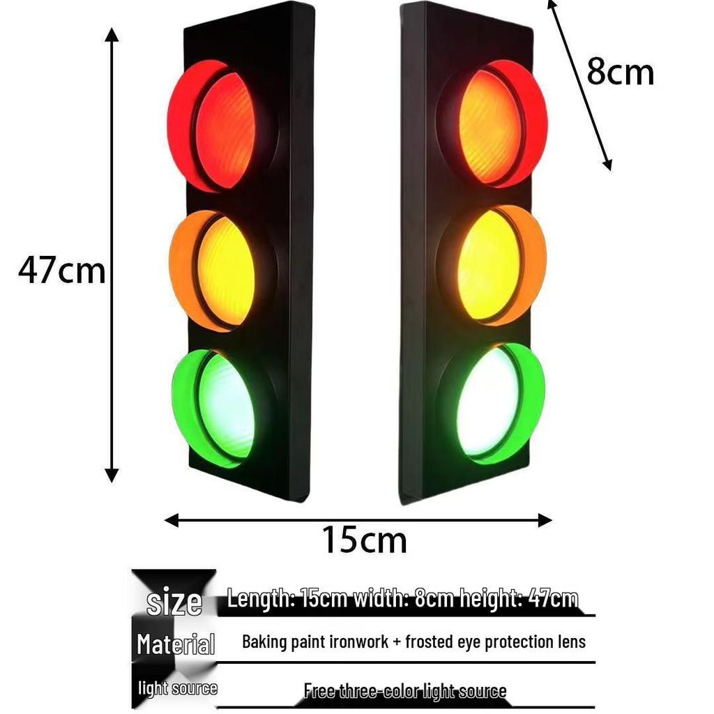 Industrial Retro LED Traffic Light Wall Lamp for Bar or Gallery Decor