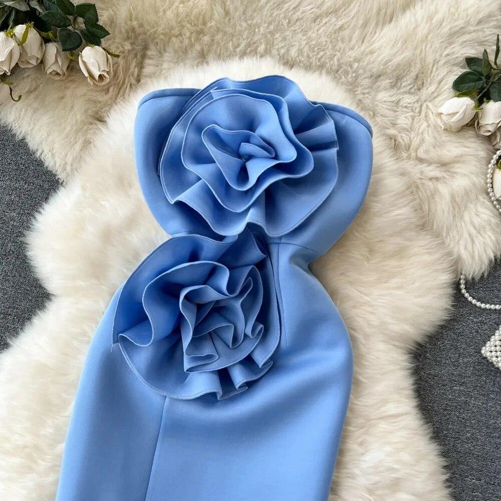 Элегантное платье с открытой спиной и высокой талией — фото 4