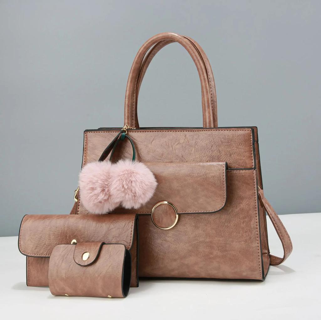 High Quality Leather Women Crossbody Shoulder Bags  New 3 Piece Set Luxury Purses and Handbags Women Bags