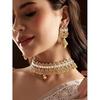 Gold-Plated Handcrafted Artificial Kundan Jewelry Choker Set with White Stone Matching Earrings For Women and Girls
