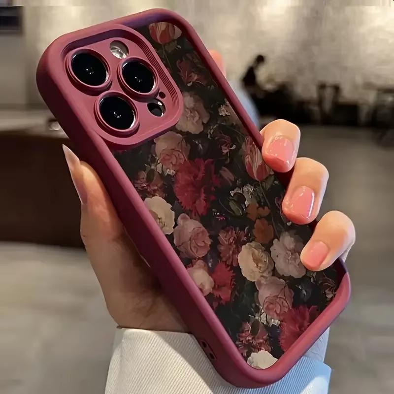 Wine Red Rose White Rose Phone Case For iPhone 17 16 15 14 Pro Max 13 12 11 XS X XR 7 8 Plus 16E 17 Anti-fall Cover