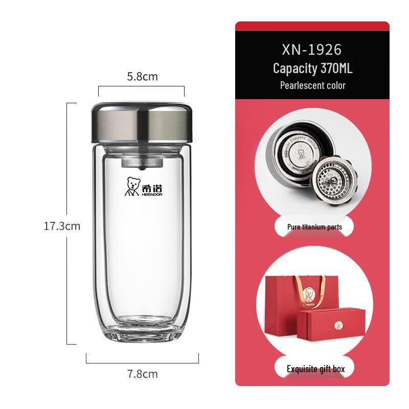 Xinuo Double-Layer Antibacterial Borosilicate Glass Car Water Bottle