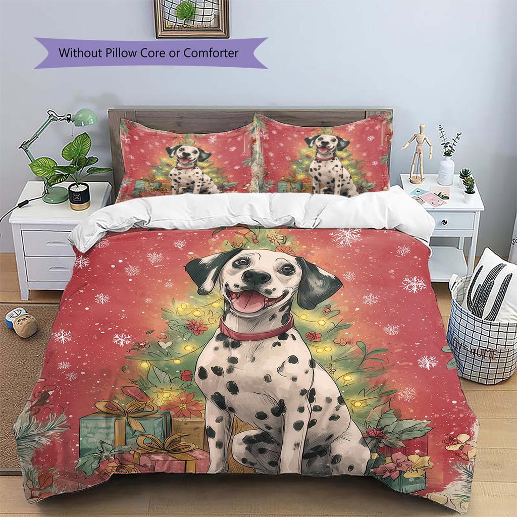 Pink Dalmatian Pattern Bedding Home Decoration Birthday Gift (1 * Duvet Cover + 2 * Pillowcase, Without Core)