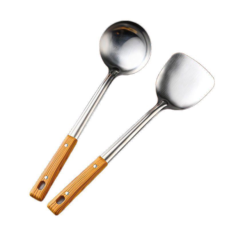 Thickened Stainless Steel Magnetic Spatula, Wok Spatula, Frying Spatula, Ladle, and Colander Set - Chef-Grade Kitchenware. Thickened Frying Spatula